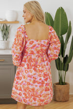 Mini Jurk met Bloemenprint en Vierkante Halslijn - Floral Dresses - Jurkjes.co