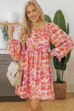 Mini Jurk met Bloemenprint en Vierkante Halslijn - Floral Dresses - Jurkjes.co