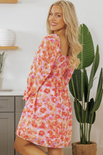 Mini Jurk met Bloemenprint en Vierkante Halslijn - Floral Dresses - Jurkjes.co