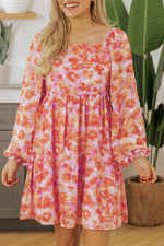 Mini Jurk met Bloemenprint en Vierkante Halslijn - Floral Dresses - Jurkjes.co