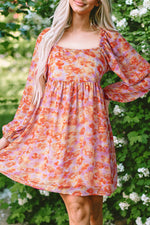 Mini Jurk met Bloemenprint en Vierkante Halslijn - Floral Dresses - Jurkjes.co