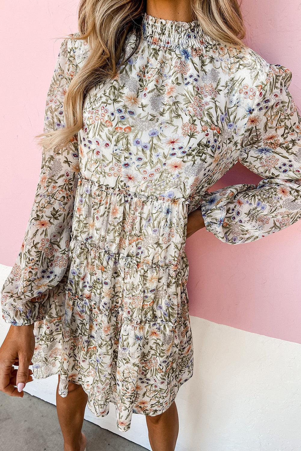 Mini Jurk met Bloemenprint en Volants - Floral Dresses - Jurkjes.co