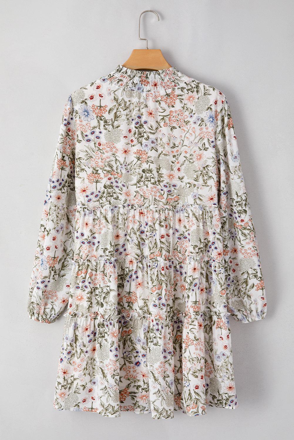 Mini Jurk met Bloemenprint en Volants - Floral Dresses - Jurkjes.co