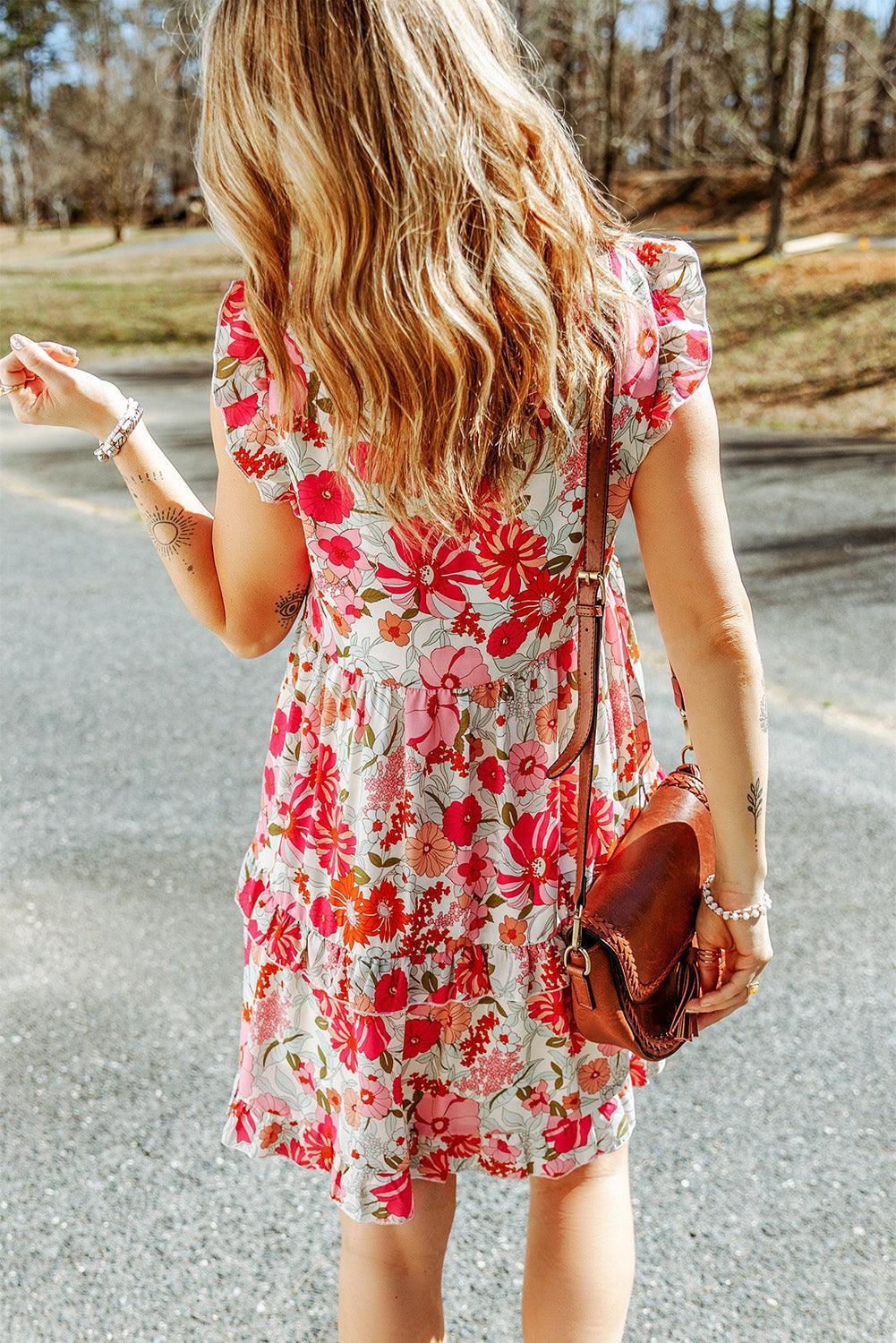 Mini Jurk met Bloemenprint Zonder Mouwen - Floral Dresses - Jurkjes.co