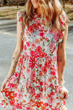 Mini Jurk met Bloemenprint Zonder Mouwen - Floral Dresses - Jurkjes.co
