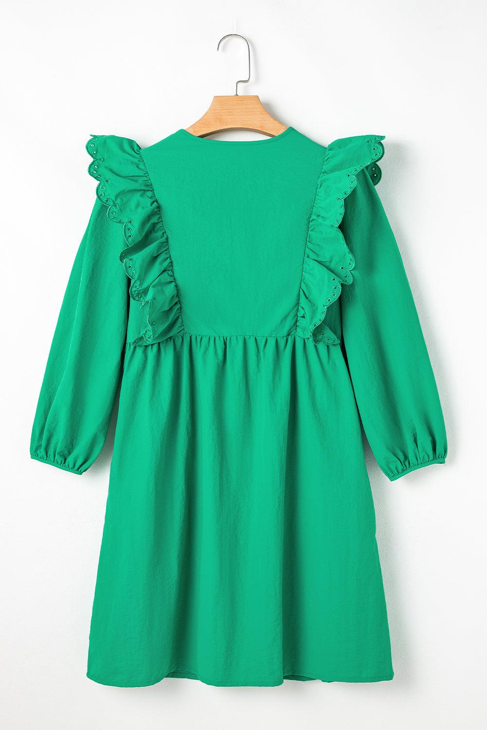 Mini Jurk met Borduurwerk en Volants - Mini Dresses - Jurkjes.co