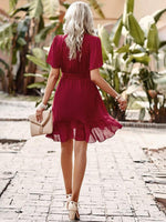 Mini Jurk met Ceintuur en Kapmouwtjes - Mini Dresses - Jurkjes.co