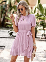 Mini Jurk met Ceintuur en Kapmouwtjes - Mini Dresses - Jurkjes.co