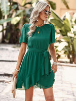 Mini Jurk met Ceintuur en Kapmouwtjes - Mini Dresses - Jurkjes.co