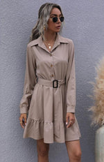 Mini Jurk met Ceintuur en Rimpelzoom - Mini Dresses - Jurkjes.co