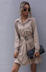 Mini Jurk met Ceintuur en Rimpelzoom - Mini Dresses - Jurkjes.co