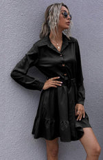 Mini Jurk met Ceintuur en Rimpelzoom - Mini Dresses - Jurkjes.co