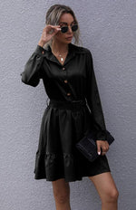 Mini Jurk met Ceintuur en Rimpelzoom - Mini Dresses - Jurkjes.co