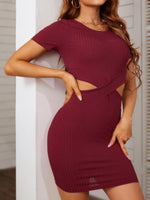 Mini Jurk met Crisscross en Ribbelpatroon - Mini Dresses - Jurkjes.co