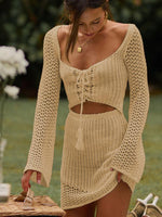 Mini Jurk met Cut-out en Gehaakt Design - Mini Dresses - Jurkjes.co