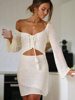 Mini Jurk met Cut-out en Gehaakt Design - Mini Dresses - Jurkjes.co