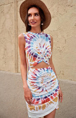 Mini Jurk met Cut-out en Tropische Print - Mini Dresses - Jurkjes.co