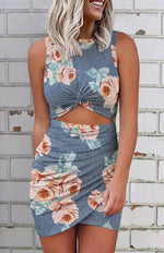 Mini Jurk met Cut-out en Tropische Print - Mini Dresses - Jurkjes.co