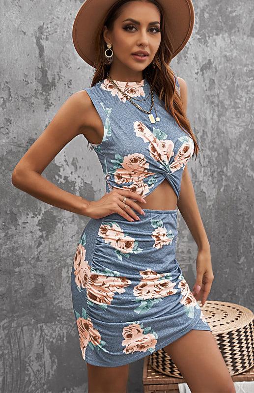 Mini Jurk met Cut-out en Tropische Print - Mini Dresses - Jurkjes.co