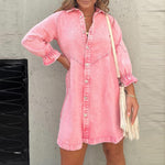 Mini-jurk met Denim en Ruches - Women Summer Dress - Jurkjes.co