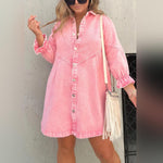 Mini-jurk met Denim en Ruches - Women Summer Dress - Jurkjes.co