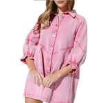 Mini-jurk met Denim en Ruches - Women Summer Dress - Jurkjes.co