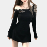 Mini Jurk met Dierenprint en Ontblote Schouders - Dresses - Jurkjes.co