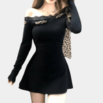 Mini Jurk met Dierenprint en Ontblote Schouders - Dresses - Jurkjes.co