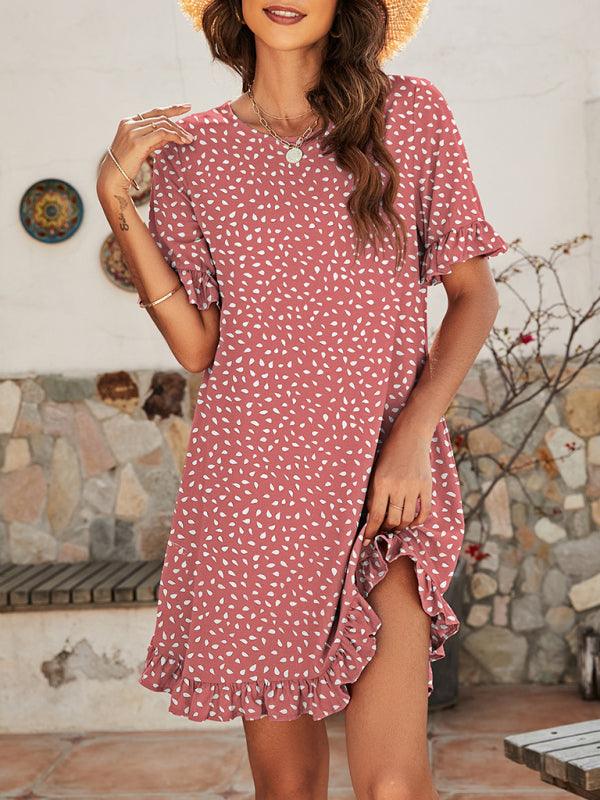 Mini Jurk met Dierenprint en Rimpelmouwen - Mini Dresses - Jurkjes.co