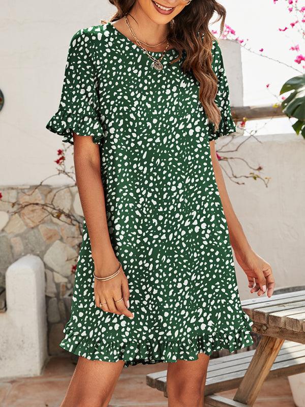 Mini Jurk met Dierenprint en Rimpelmouwen - Mini Dresses - Jurkjes.co