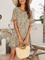 Mini Jurk met Dierenprint en Rimpelmouwen - Mini Dresses - Jurkjes.co