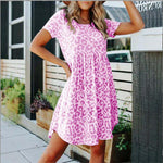 Mini-jurk met Dierenprint en Ronde Hals - Women Summer Dress - Jurkjes.co