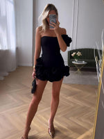 Mini Jurk met Eén Schouder en Rimpelrand - Mini Dresses - Jurkjes.co