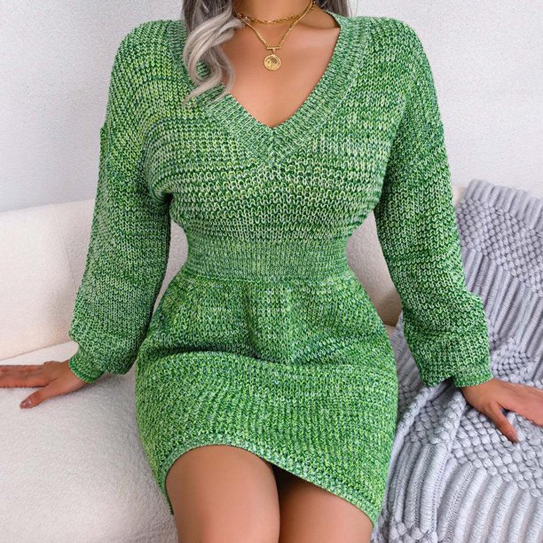 Mini-jurk met Effen Gebreide Stijl - Women Winter Dress - Jurkjes.co