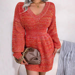 Mini-jurk met Effen Gebreide Stijl - Women Winter Dress - Jurkjes.co