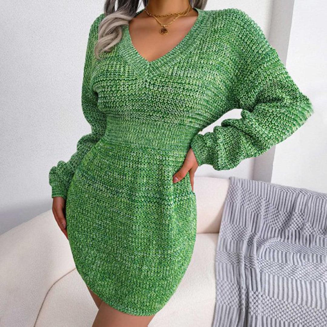 Mini-jurk met Effen Gebreide Stijl - Women Winter Dress - Jurkjes.co