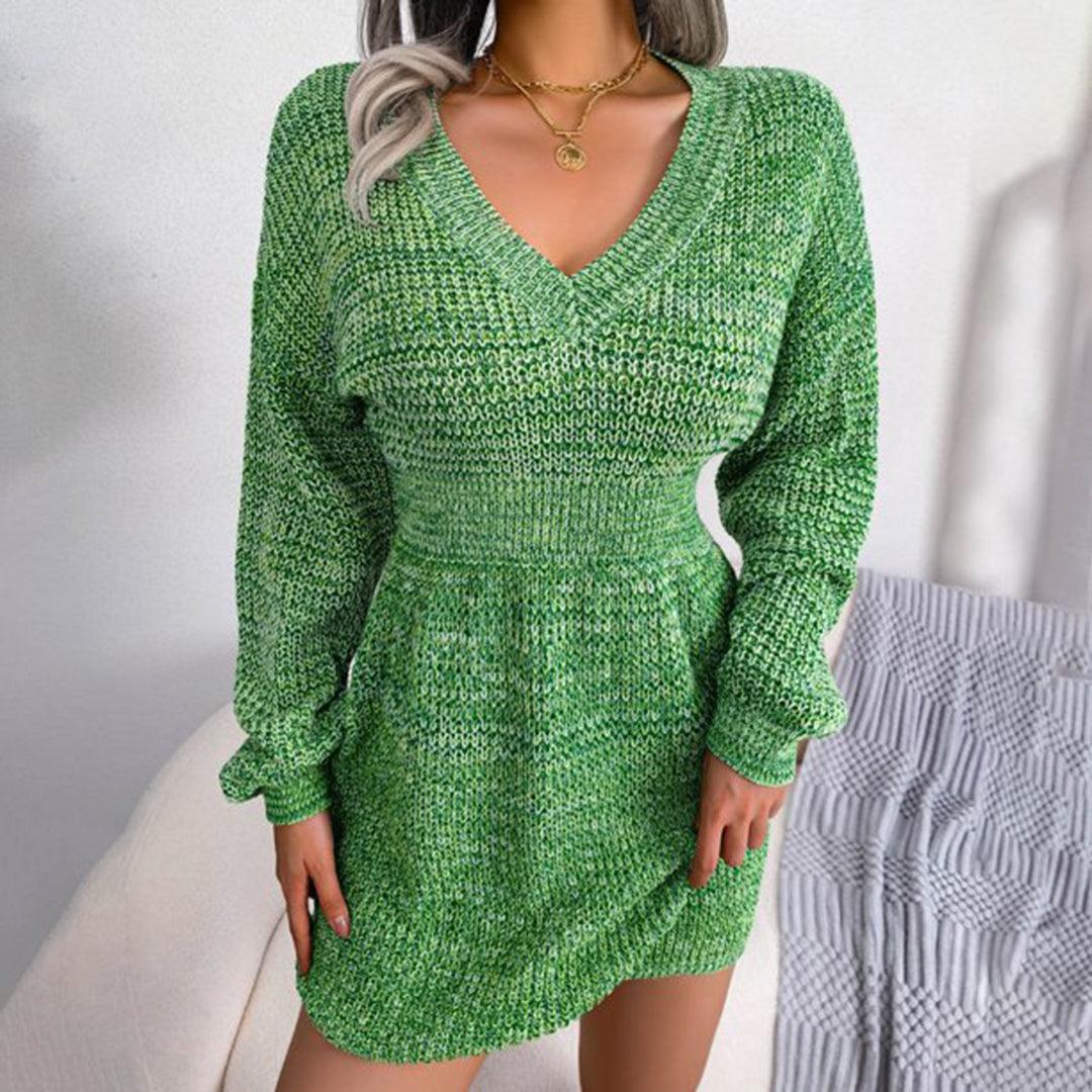 Mini-jurk met Effen Gebreide Stijl - Women Winter Dress - Jurkjes.co