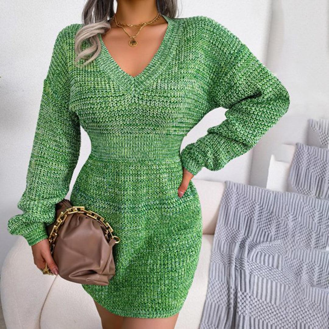 Mini-jurk met Effen Gebreide Stijl - Women Winter Dress - Jurkjes.co