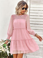 Mini Jurk met Elastische Taille en Effen Design - Mini Dresses - Jurkjes.co