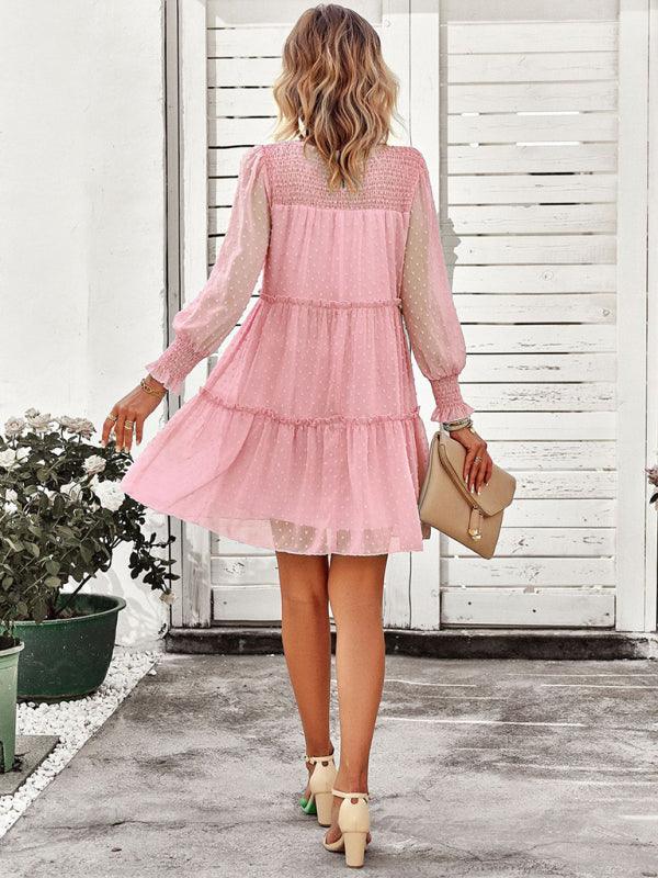 Mini Jurk met Elastische Taille en Effen Design - Mini Dresses - Jurkjes.co