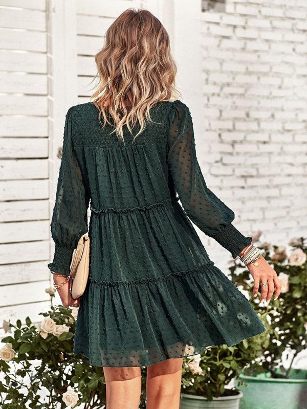 Mini Jurk met Elastische Taille en Effen Design - Mini Dresses - Jurkjes.co