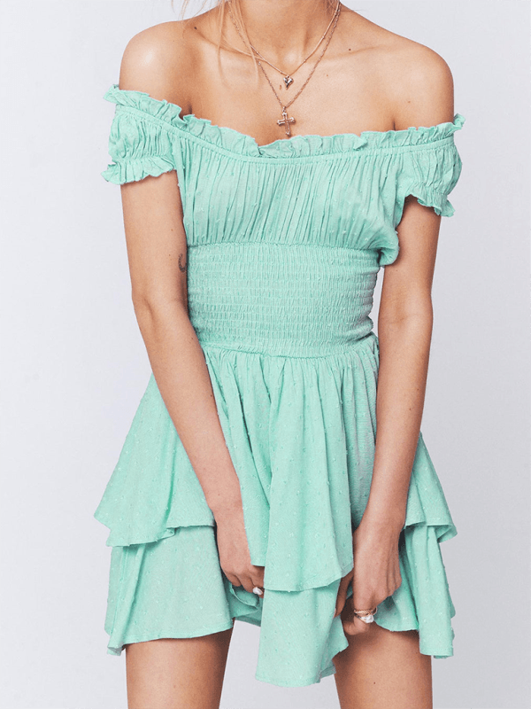 Mini Jurk met Elastische Taille en Ruches - Mini Dresses - Jurkjes.co