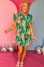 Mini Jurk met Franje en Abstracte Print - Mini Dresses - Jurkjes.co