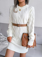 Mini Jurk met Gebreide Stof en Lange Mouwen - Mini Dresses - Jurkjes.co