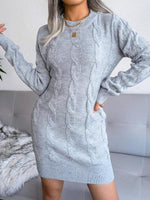 Mini Jurk met Gebreide Stof en Lange Mouwen - Mini Dresses - Jurkjes.co