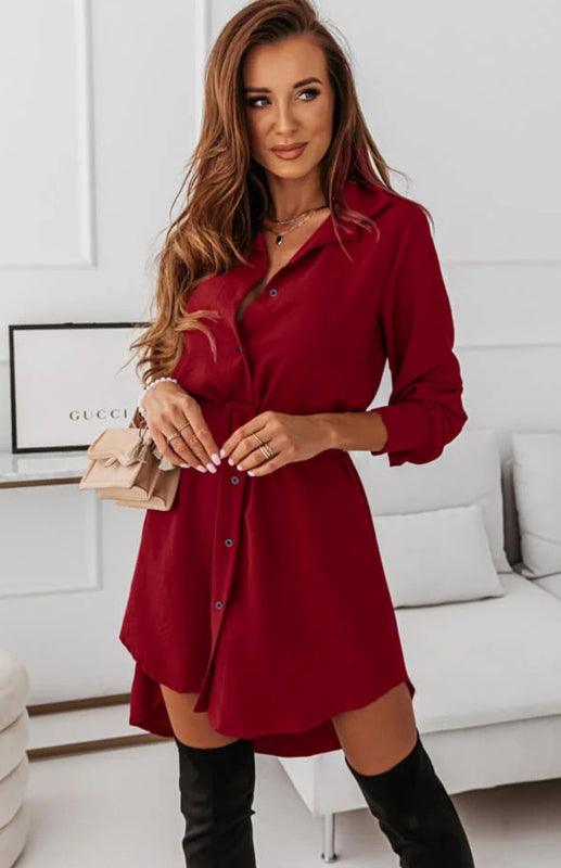 Mini Jurk met Gekraagde Hals en Knopen - Mini Dresses - Jurkjes.co