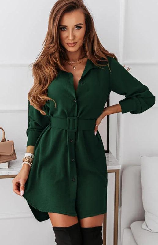 Mini Jurk met Gekraagde Hals en Knopen - Mini Dresses - Jurkjes.co