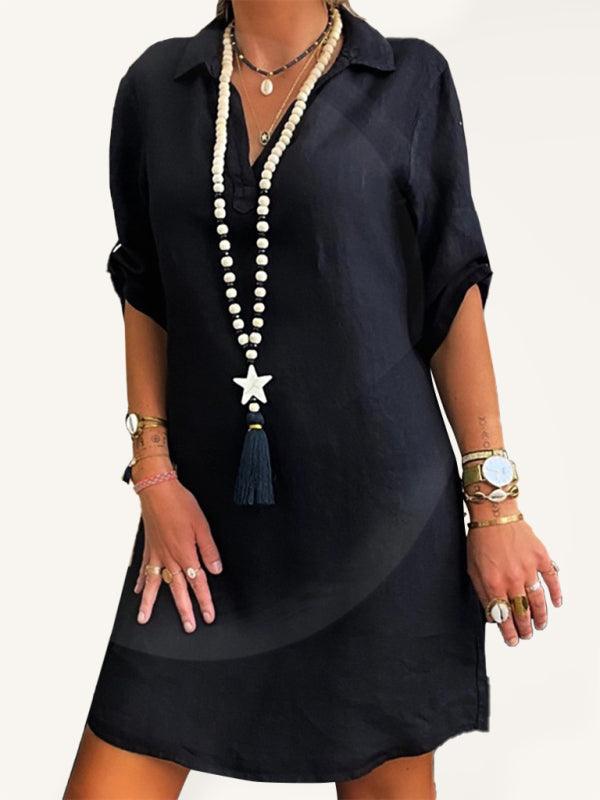 Mini Jurk met Gekraagde Hals - Mini Dresses - Jurkjes.co