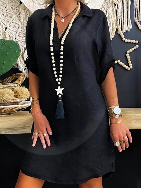 Mini Jurk met Gekraagde Hals - Mini Dresses - Jurkjes.co