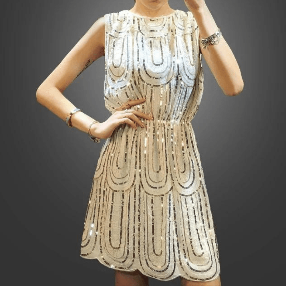 Mini Jurk met Geometrisch Paillettenpatroon - CB - Dresses - Jurkjes.co